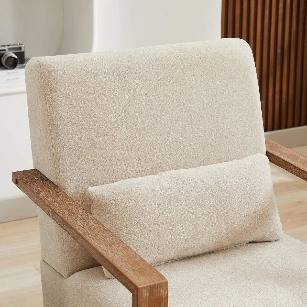 Modern Beige Linen Blend Swivel Accent Chair With Armrests - Omega Lifestyles