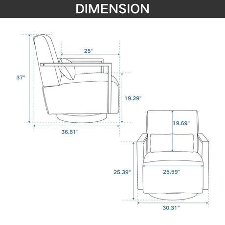 Modern Beige Linen Blend Swivel Accent Chair With Armrests - Omega Lifestyles
