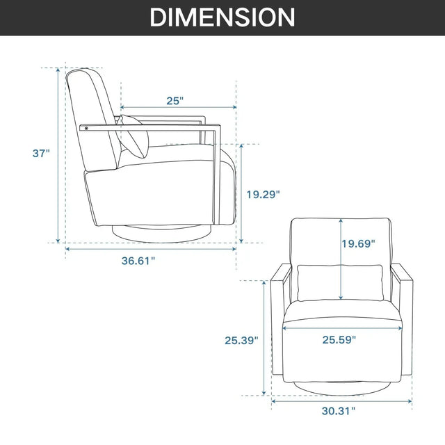Modern Beige Linen Blend Swivel Accent Chair With Armrests - Omega Lifestyles