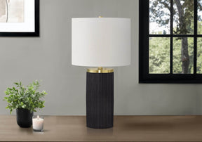 Modern Black Concrete Ribbed Base Table Lamp - Omega Lifestyles