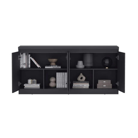 Modern Black Particle Board Storage Sideboard Buffet Cabinet - Omega Lifestyles