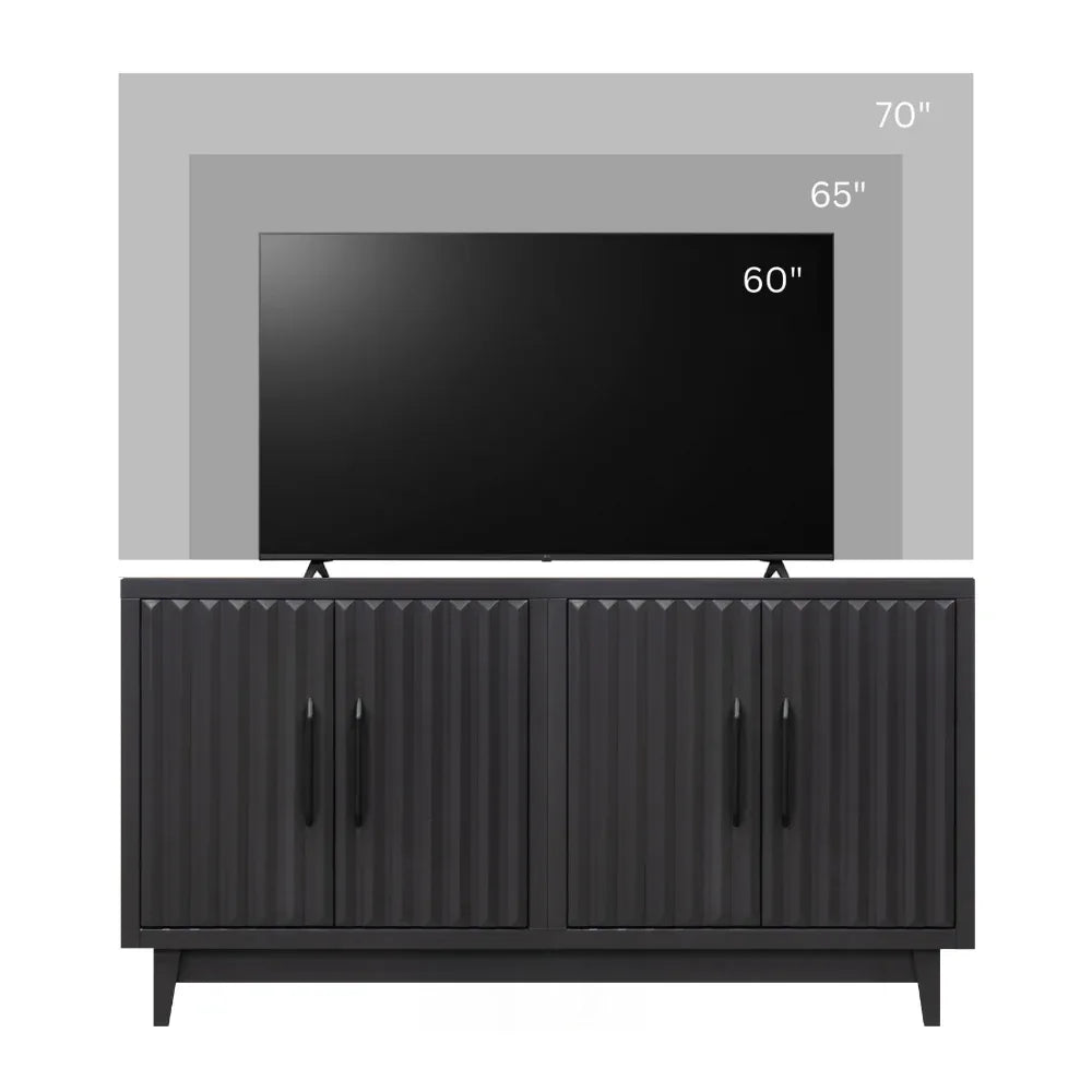 Modern Black Wood Four Door Storage Cabinet Console - Omega Lifestyles