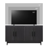 Modern Black Wood Four Door Storage Cabinet Console - Omega Lifestyles
