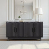 Modern Black Wood Four Door Storage Cabinet Console - Omega Lifestyles