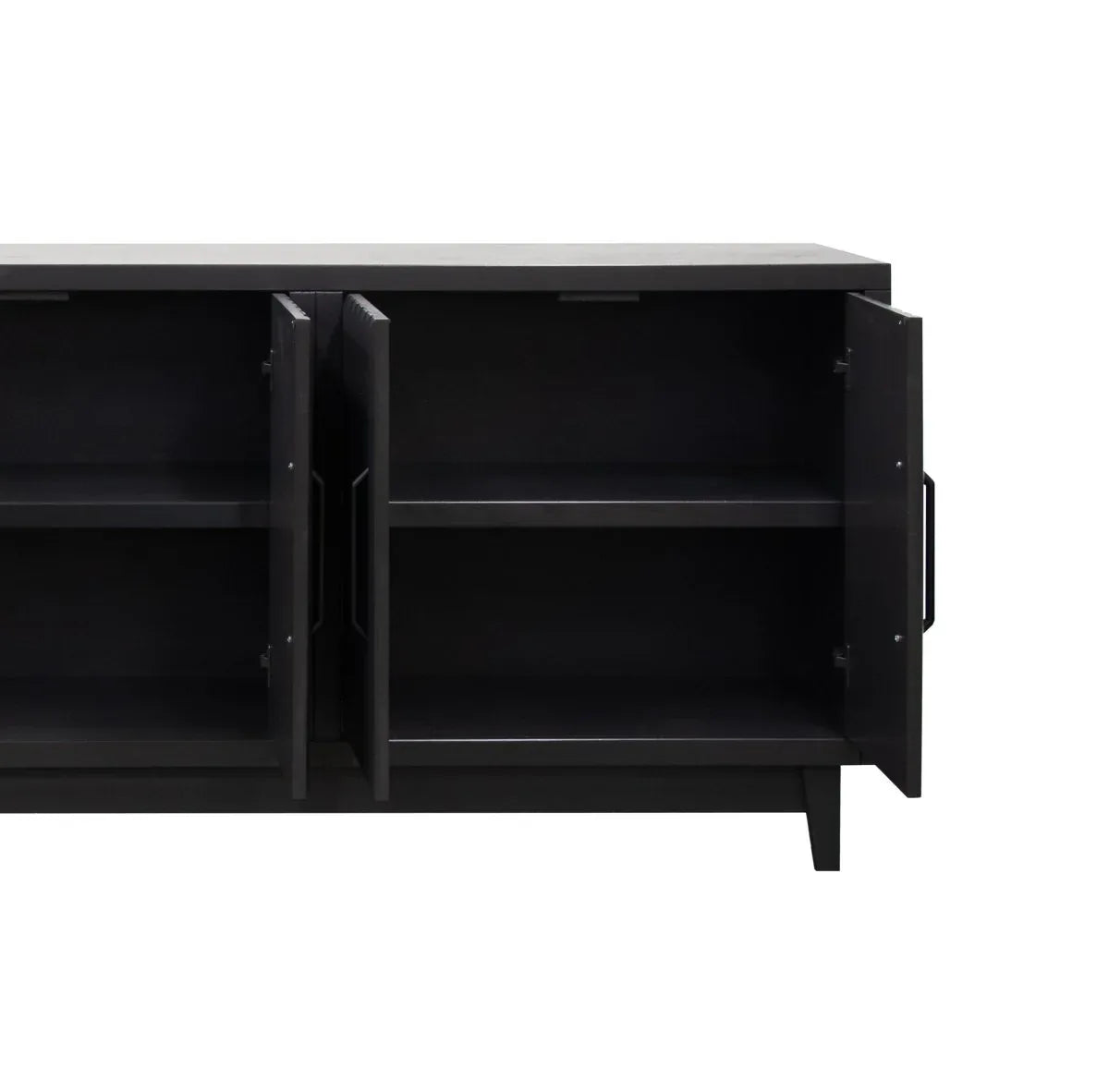 Modern Black Wood Four Door Storage Cabinet Console - Omega Lifestyles