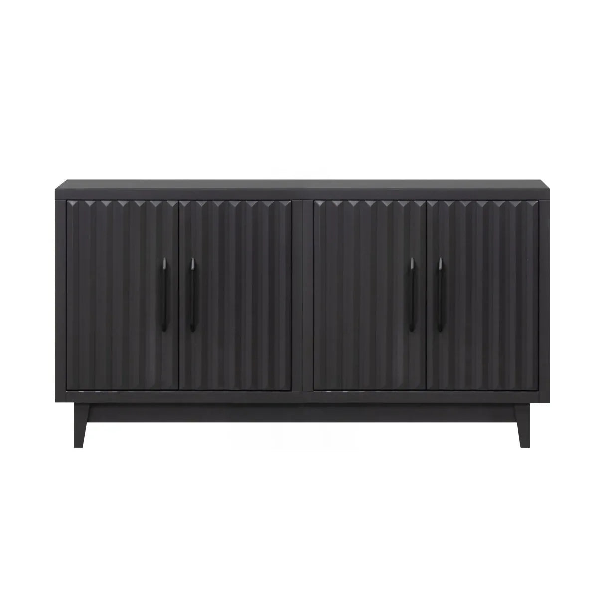 Modern Black Wood Four Door Storage Cabinet Console - Omega Lifestyles