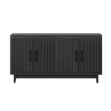 Modern Black Wood Four Door Storage Cabinet Console - Omega Lifestyles