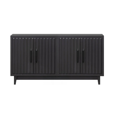 Modern Black Wood Four Door Storage Cabinet Console - Omega Lifestyles