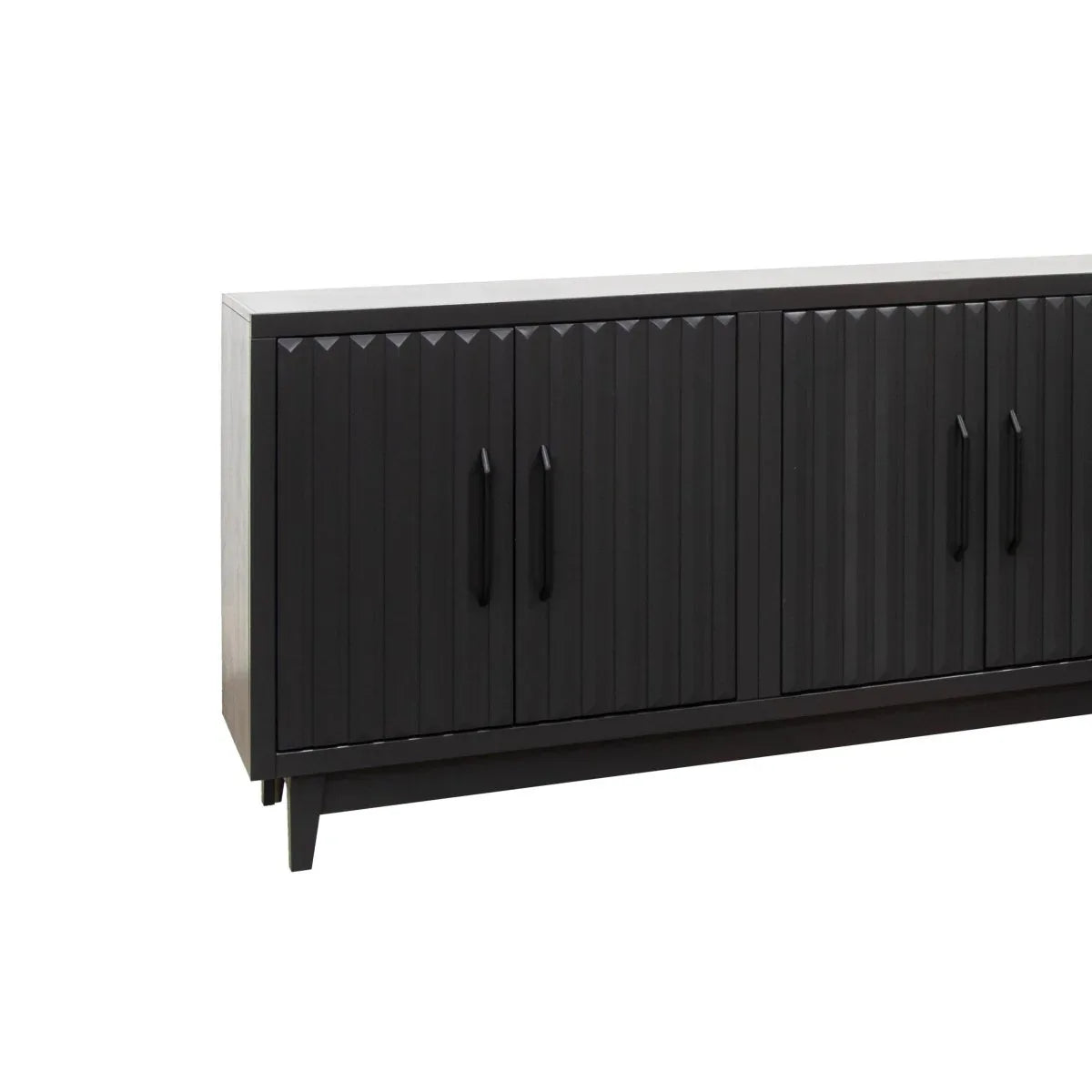 Modern Black Wood Four Door Storage Cabinet Console - Omega Lifestyles