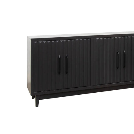 Modern Black Wood Four Door Storage Cabinet Console - Omega Lifestyles
