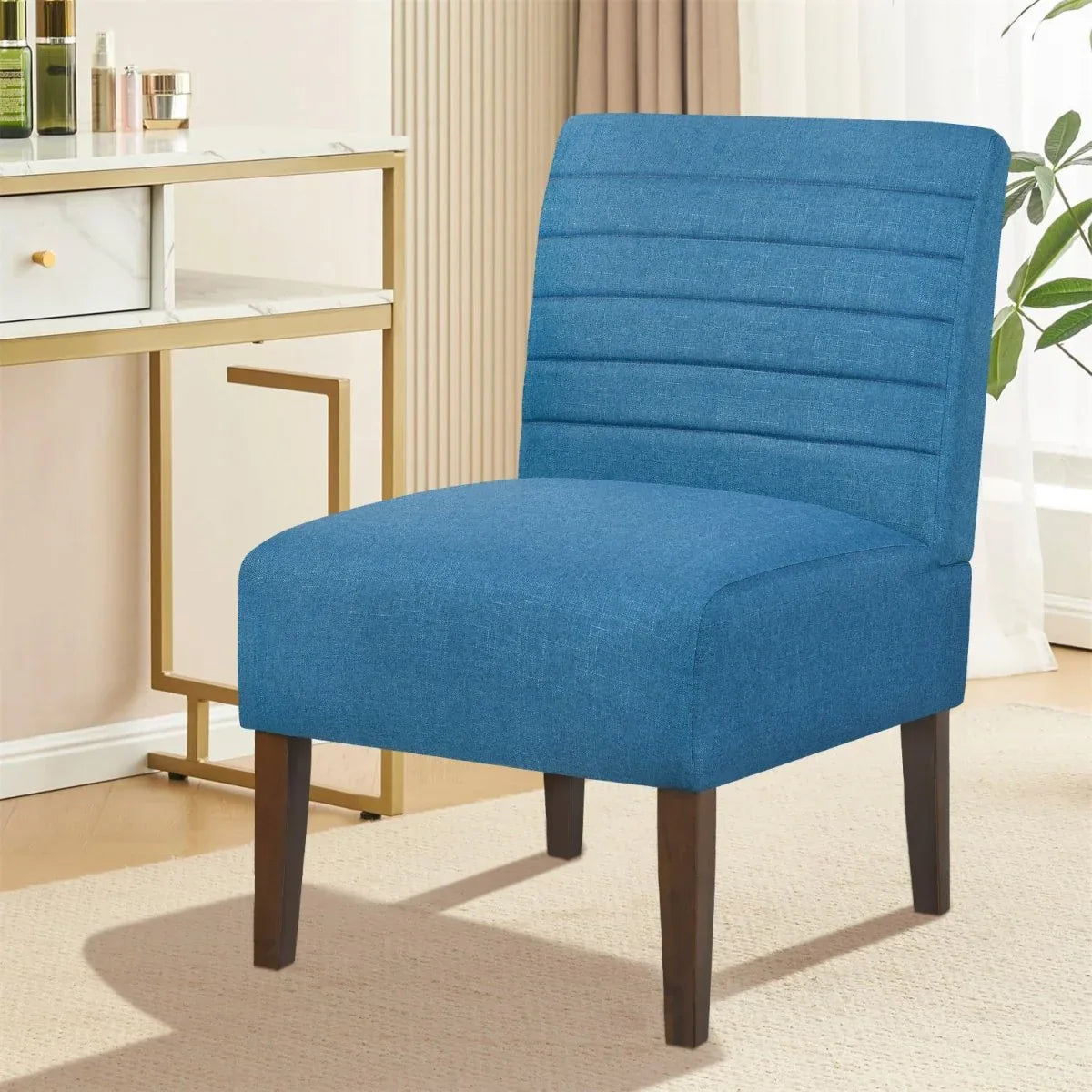 Modern Blue Armless Accent Lounge Chair With Foam - Omega Lifestyles