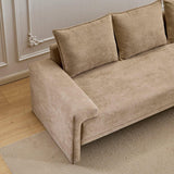 Modern Camel Velvet 3-Seater Upholstered Fabric Sofa - Omega Lifestyles