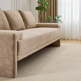 Modern Camel Velvet 3-Seater Upholstered Fabric Sofa - Omega Lifestyles