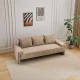 Modern Camel Velvet 3-Seater Upholstered Fabric Sofa - Omega Lifestyles