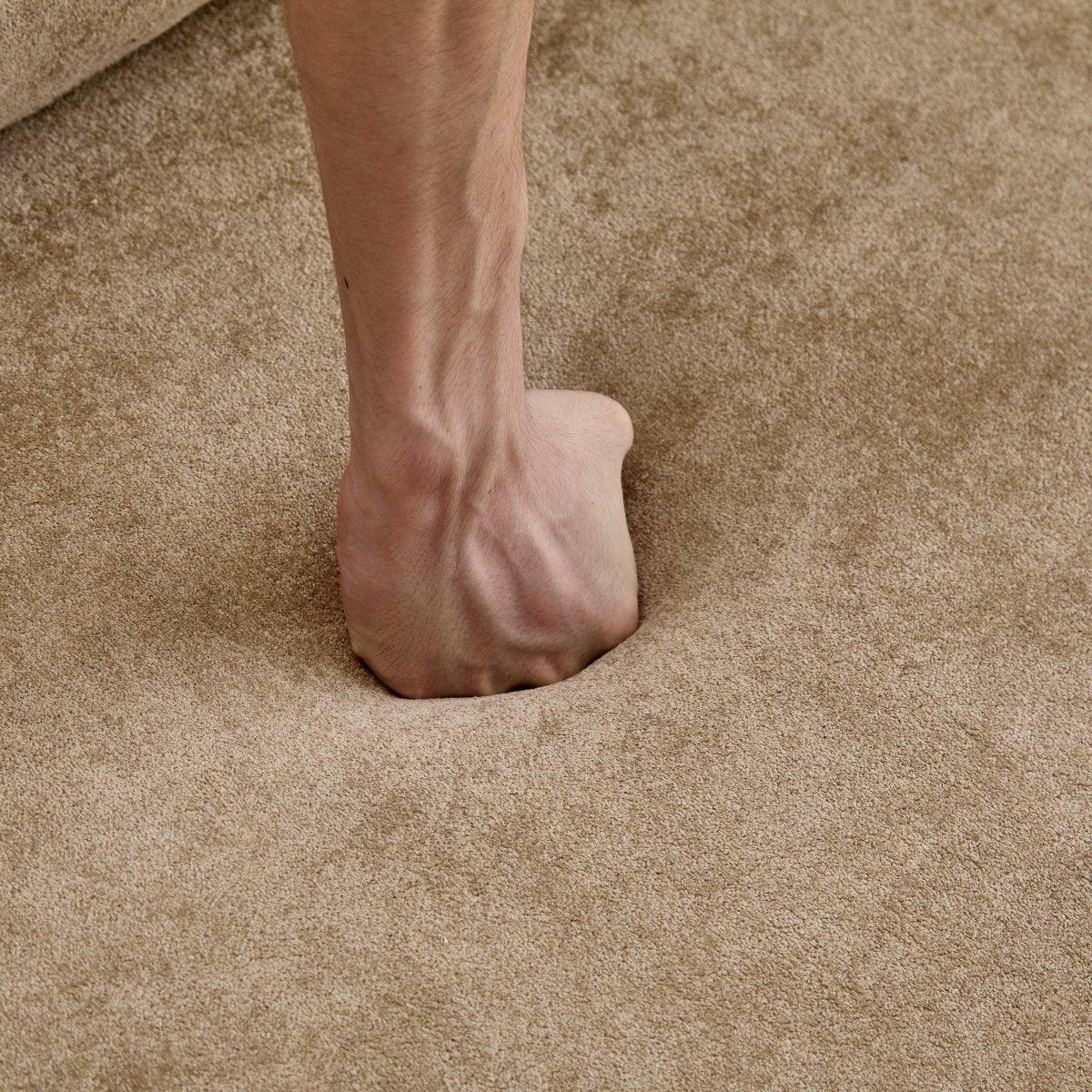 Modern Camel Velvet 3-Seater Upholstered Fabric Sofa - Omega Lifestyles