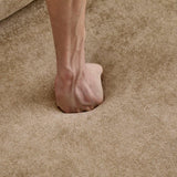 Modern Camel Velvet 3-Seater Upholstered Fabric Sofa - Omega Lifestyles