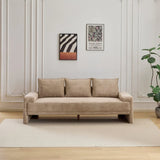 Modern Camel Velvet 3-Seater Upholstered Fabric Sofa - Omega Lifestyles