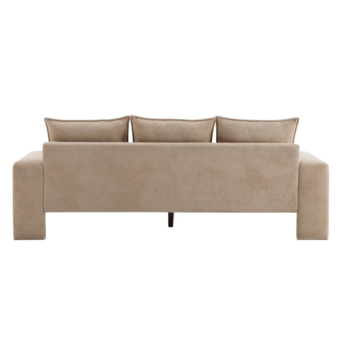 Modern Camel Velvet 3-Seater Upholstered Fabric Sofa - Omega Lifestyles