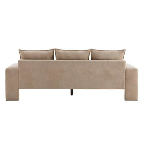 Modern Camel Velvet 3-Seater Upholstered Fabric Sofa - Omega Lifestyles