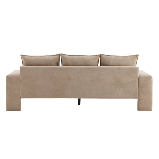 Modern Camel Velvet 3-Seater Upholstered Fabric Sofa - Omega Lifestyles