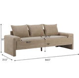 Modern Camel Velvet 3-Seater Upholstered Fabric Sofa - Omega Lifestyles