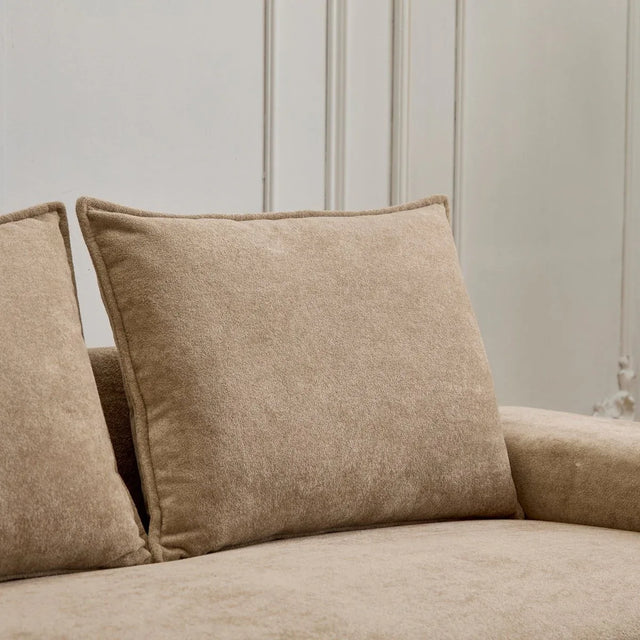 Modern Camel Velvet 3-Seater Upholstered Fabric Sofa - Omega Lifestyles