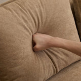 Modern Camel Velvet 3-Seater Upholstered Fabric Sofa - Omega Lifestyles