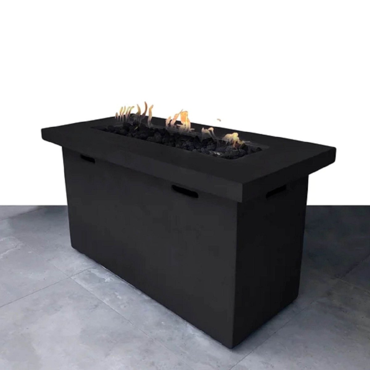 Modern Charcoal Concrete Propane Outdoor Fire Pit Table - Driftwood - Omega Lifestyles