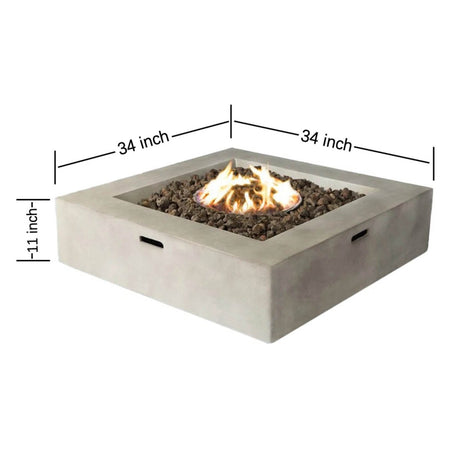 Modern Concrete Outdoor Fire Pit Table With Adjustable Flame - Driftwood - Omega Lifestyles