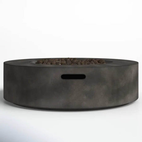 Modern Concrete Outdoor Fire Pit Table With Stainless Steel Burner - Driftwood - Omega Lifestyles