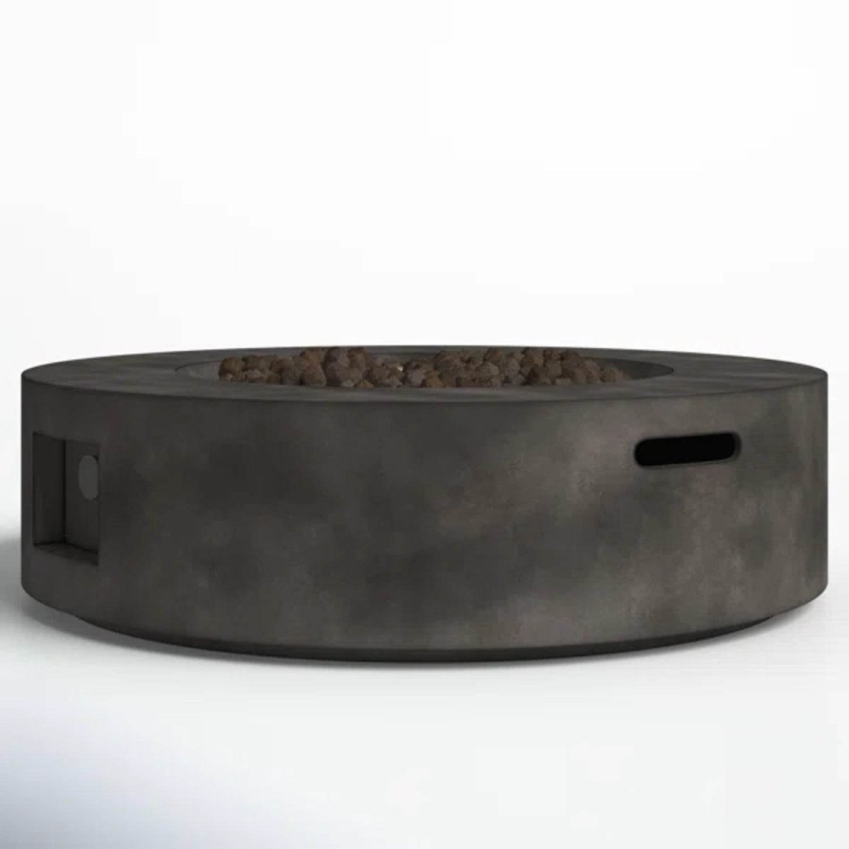 Modern Concrete Outdoor Fire Pit Table With Stainless Steel Burner - Driftwood - Omega Lifestyles