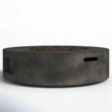 Modern Concrete Outdoor Fire Pit Table With Stainless Steel Burner - Driftwood - Omega Lifestyles