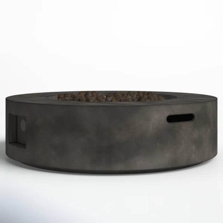 Modern Concrete Outdoor Fire Pit Table With Stainless Steel Burner - Driftwood - Omega Lifestyles