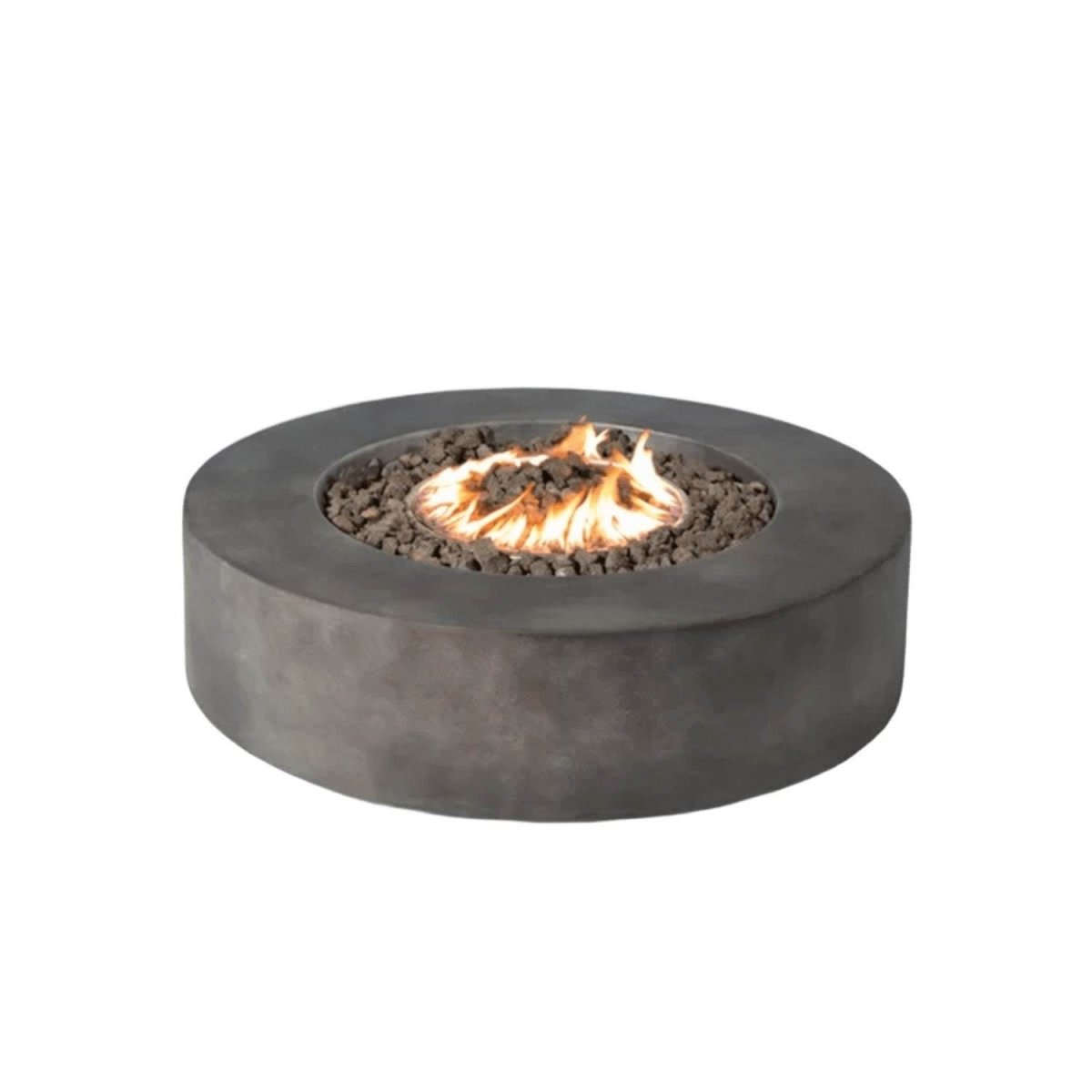 Modern Concrete Outdoor Fire Pit Table With Stainless Steel Burner - Driftwood - Omega Lifestyles