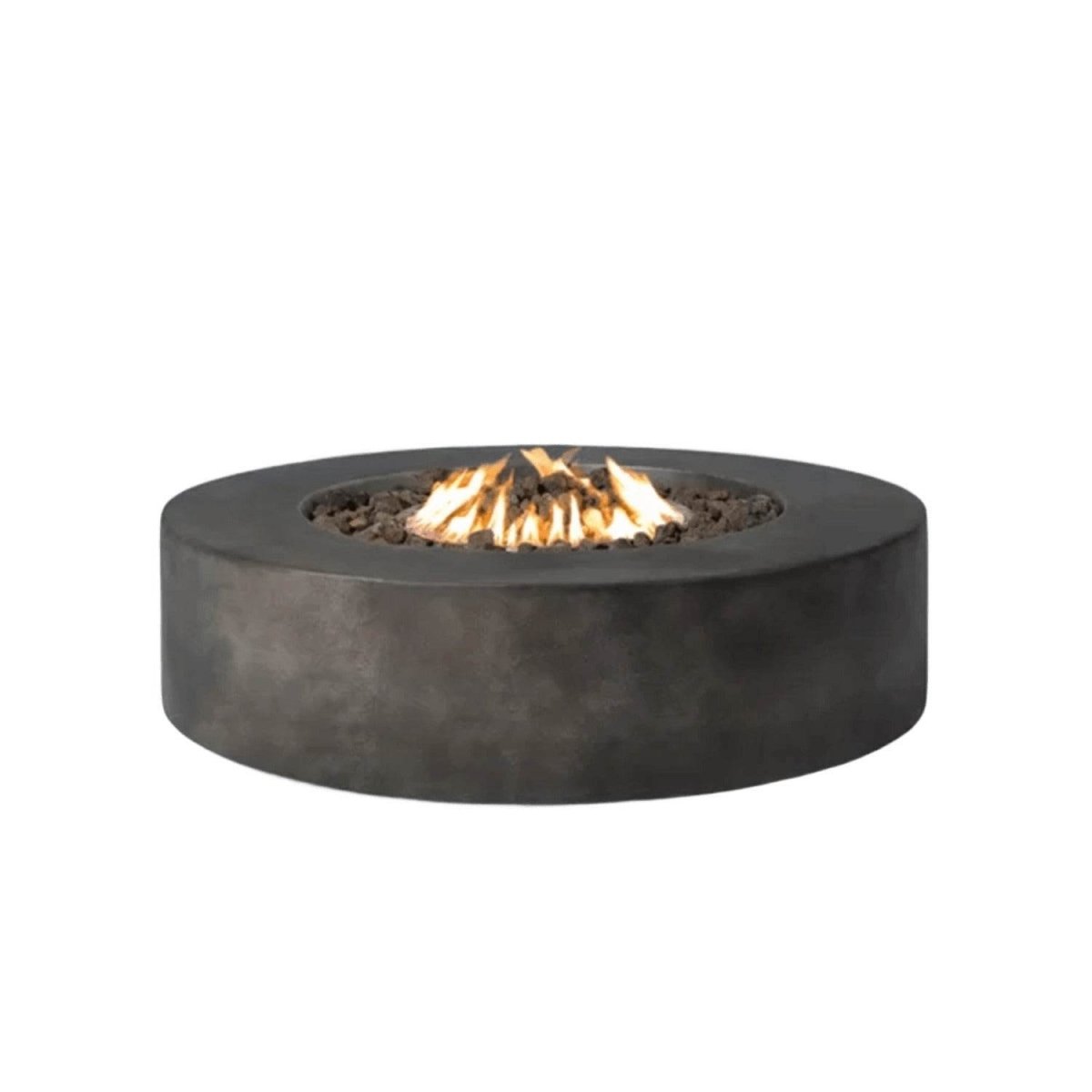 Modern Concrete Outdoor Fire Pit Table With Stainless Steel Burner - Driftwood - Omega Lifestyles
