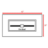 Modern Concrete Propane Gas Outdoor Fire Pit Table 20x42 Inch - Driftwood - Omega Lifestyles