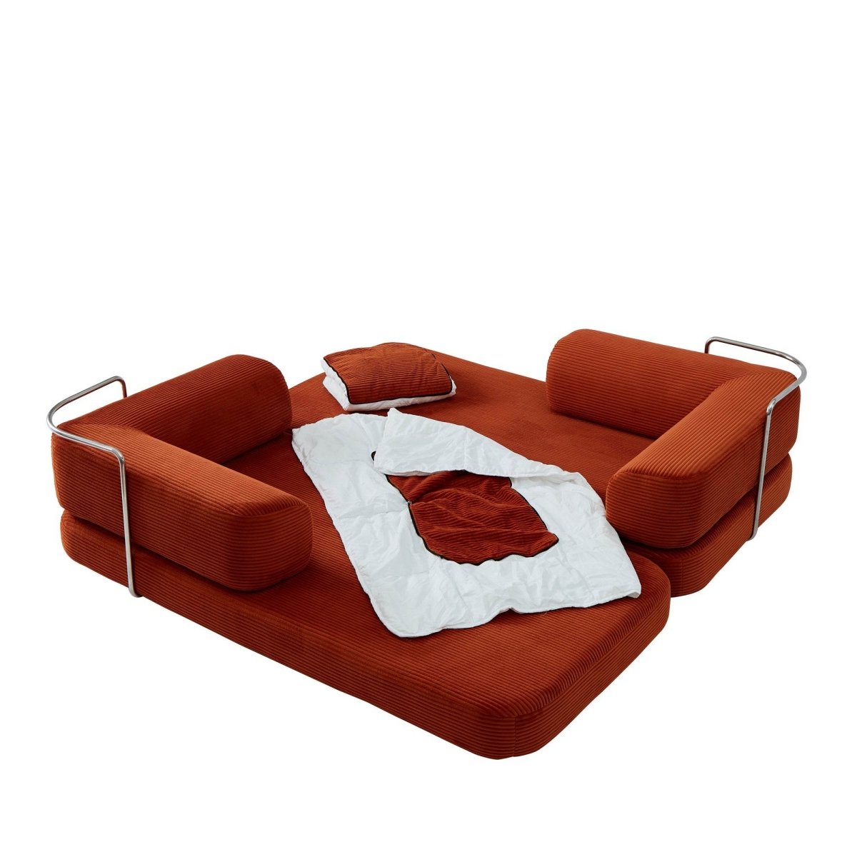 Modern Convertible Corduroy Floor Couch Sofa Bed - Driftwood - Omega Lifestyles