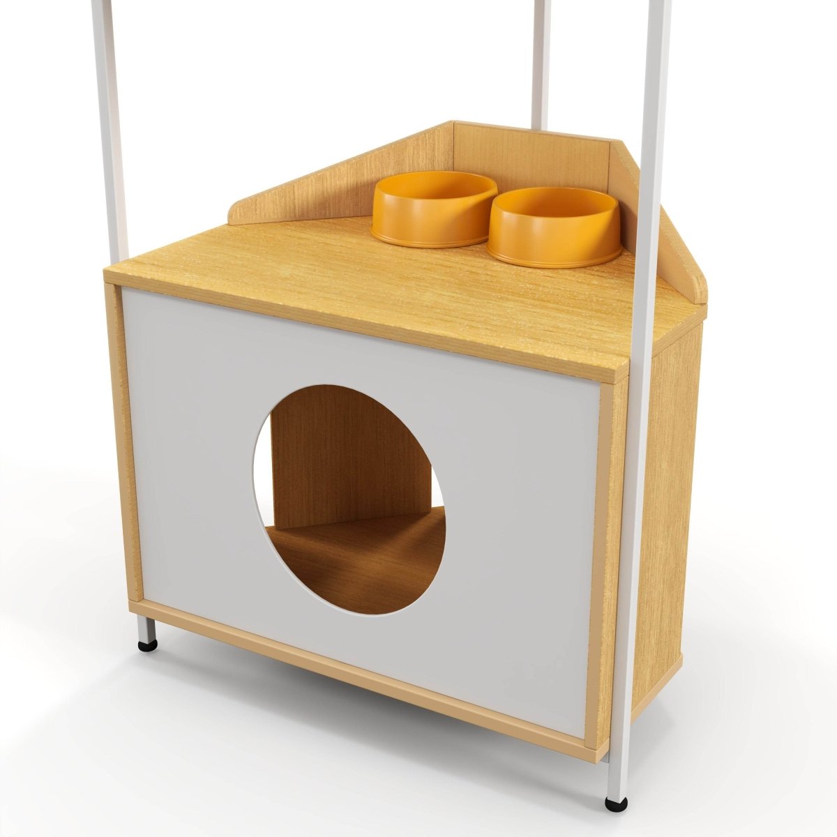 Modern Corner Cat Tower With Scratching Post And Condo - Driftwood - Omega Lifestyles