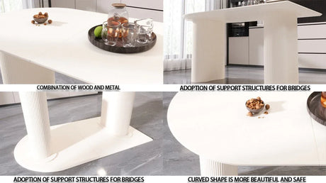 Modern Cream MDF 7-Piece Dining Table And Chair Set - Omega Lifestyles