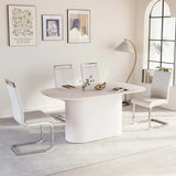 Modern Cream MDF Dining Table And Armless PU Chair Set - Omega Lifestyles