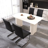 Modern Cream MDF Dining Table And PU Armless Chair Set - Omega Lifestyles