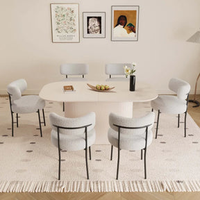 Modern Cream MDF Dining Table With Six Cushioned Chairs - Omega Lifestyles