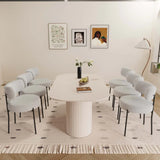 Modern Cream MDF Dining Table With Six Cushioned Chairs - Omega Lifestyles