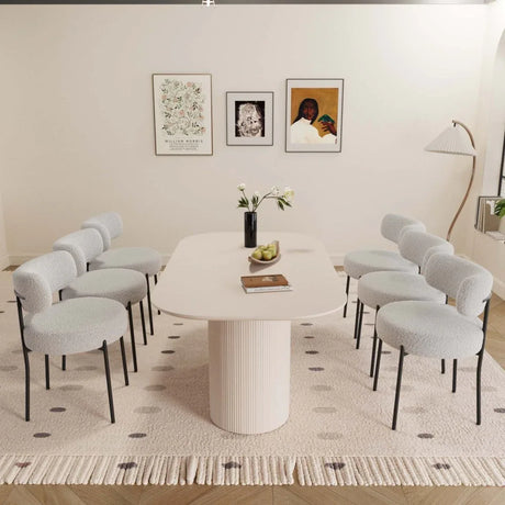 Modern Cream MDF Dining Table With Six Cushioned Chairs - Omega Lifestyles