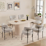 Modern Cream MDF Dining Table With Six Cushioned Chairs - Omega Lifestyles