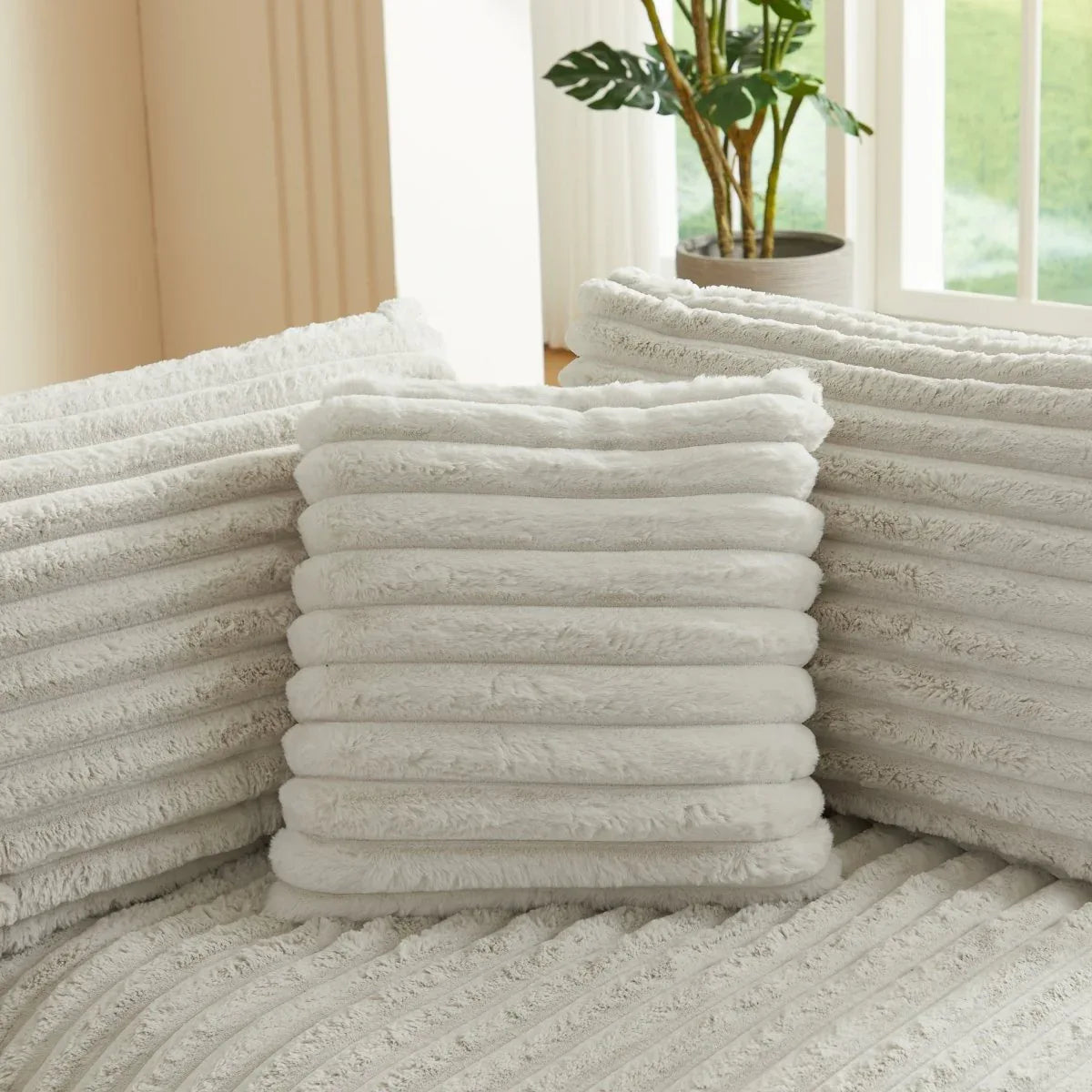 Modern Curved Corduroy 4-Seat Sectional Sofa Sleeper - Omega Lifestyles