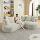Modern Curved Corduroy 4-Seat Sectional Sofa Sleeper - Omega Lifestyles