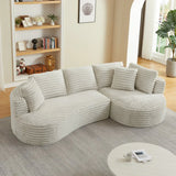 Modern Curved Corduroy 4-Seat Sectional Sofa Sleeper - Omega Lifestyles
