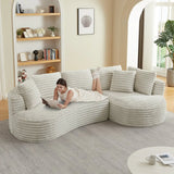 Modern Curved Corduroy 4-Seat Sectional Sofa Sleeper - Omega Lifestyles