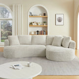 Modern Curved Corduroy 4-Seat Sectional Sofa Sleeper - Omega Lifestyles